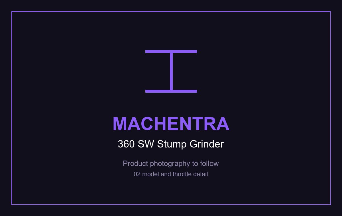 360 SW stump grinder, model badge and throttle control