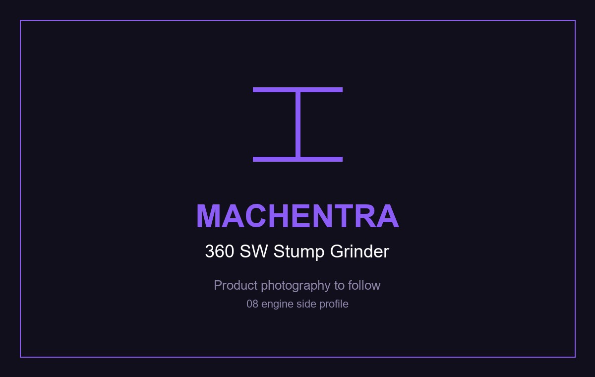 360 SW stump grinder, side profile with the engine and handlebar